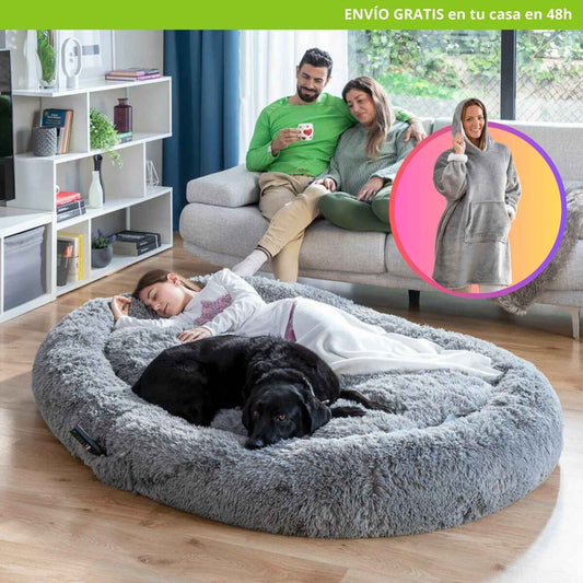La cama que cambiará tus noches (y las de tu mascota) ❤️🐕 [Gris] | amigoBED