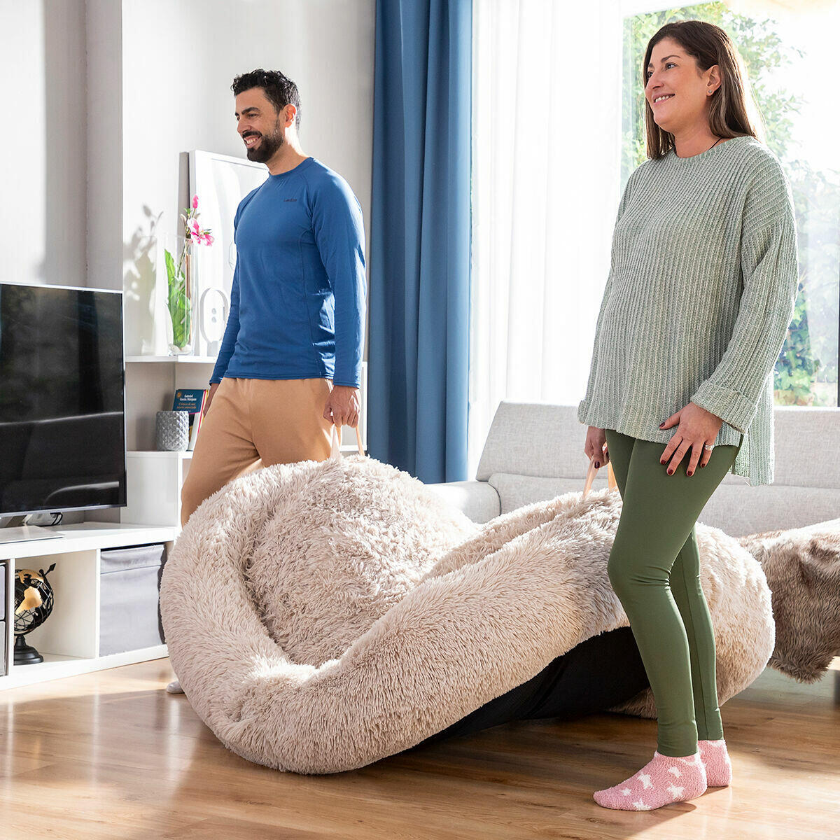 amigoBED: La cama XXL para humanos que compartirás con tu perro, tu gato... ¡o quien tú quieras! 🐾❤️ [Color Beige]